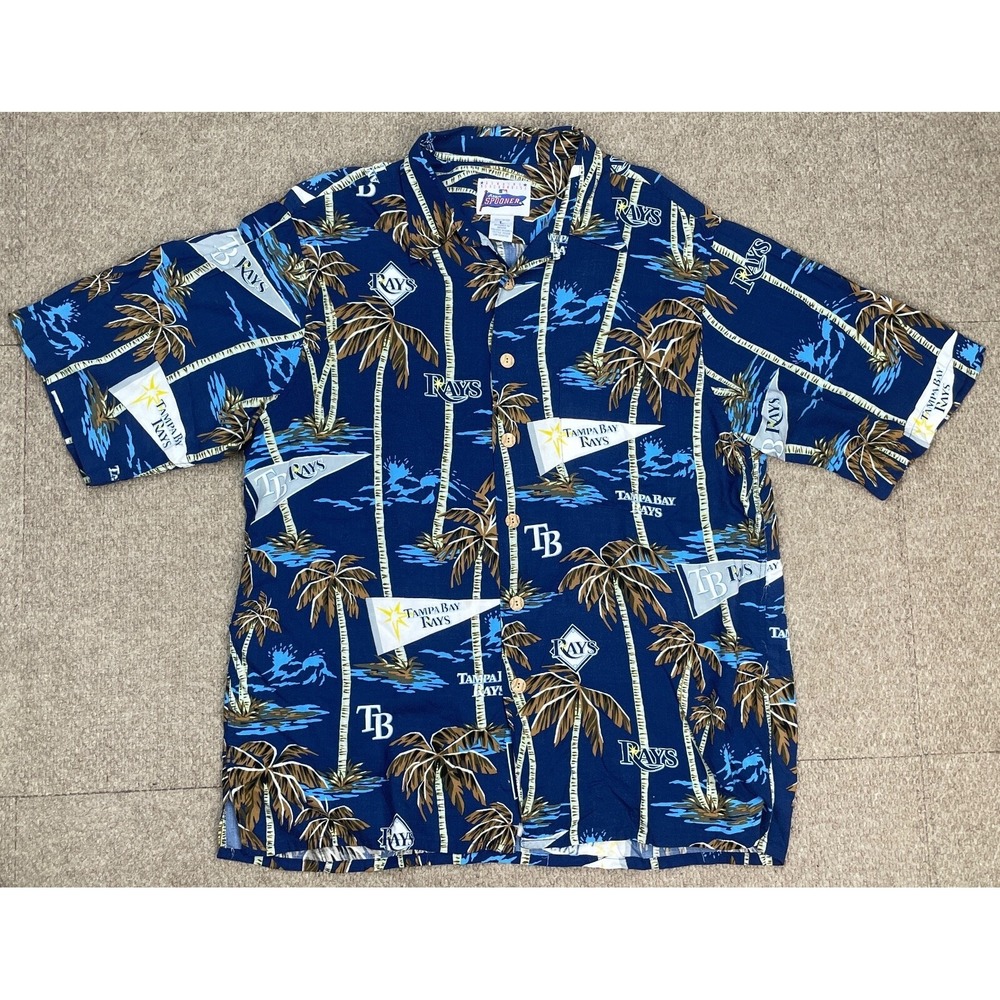 Reyn Spooner‎ Hawaiian MLB TGeneral Merchandise Tampa Bay Rays Shirt Size Large
